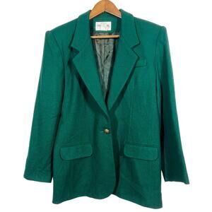 Vintage Urban Wool Merino Collection Jacket Blazer Single Button Green - 14